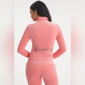 Juicy Couture Ombre Bling Cotton Velour Track Jacket Coral Haze y2k